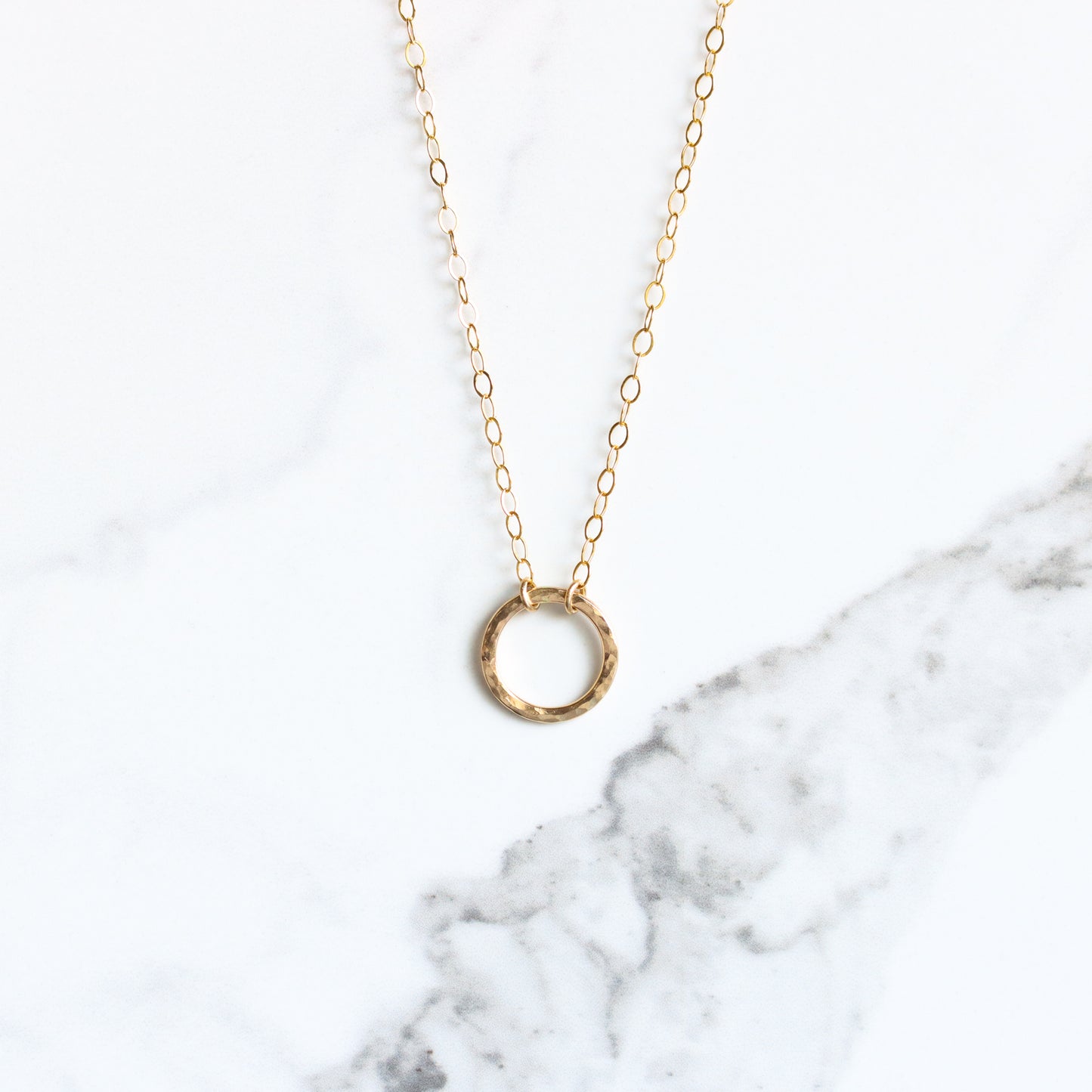 Simple Classic Circle Necklace - 14KY Gold on Gold