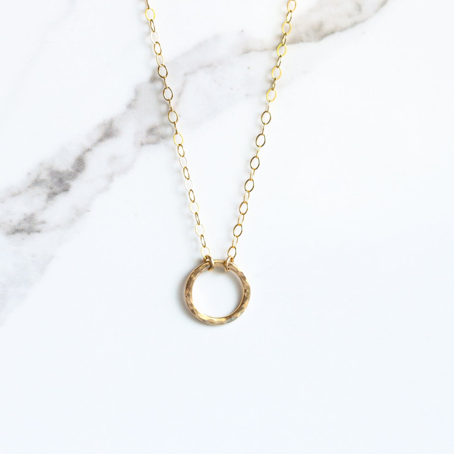 Simple Classic Circle Necklace - 14KY Gold on Gold