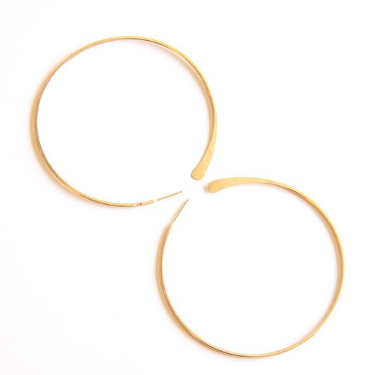 Large Solid 14k Gold Hammered Tail Hoops