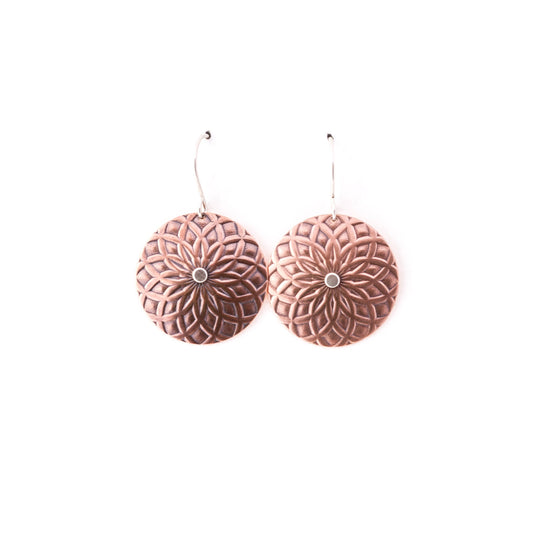 Copper Mandala Earrings - Small